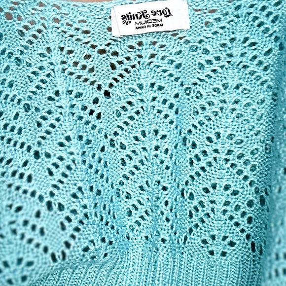 Lace Up Front V-neck Pointelle Summer Tank - Picture 7 of 7